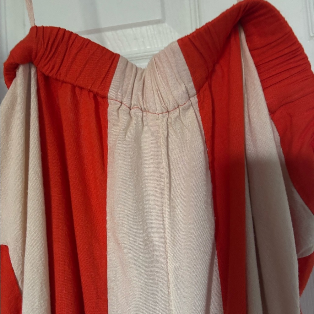 Striped Orange and White Strapless Eden Jumpsuit - Picture 7 of 9